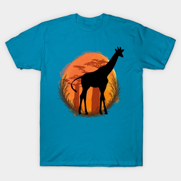 Giraffe Silhouette - Savannah T-Shirt by Petprinty